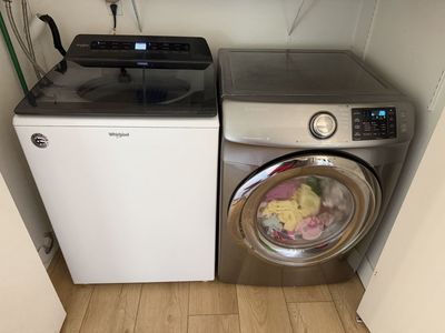 Used Whirlpool Top Load Washer and Samsung Electric Dryer