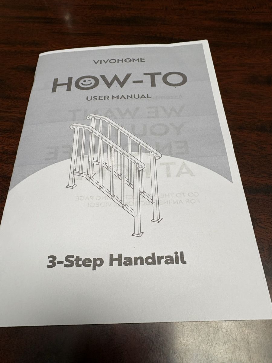 VIVOHOME Steel 3-Step Handrail - User Manual Included