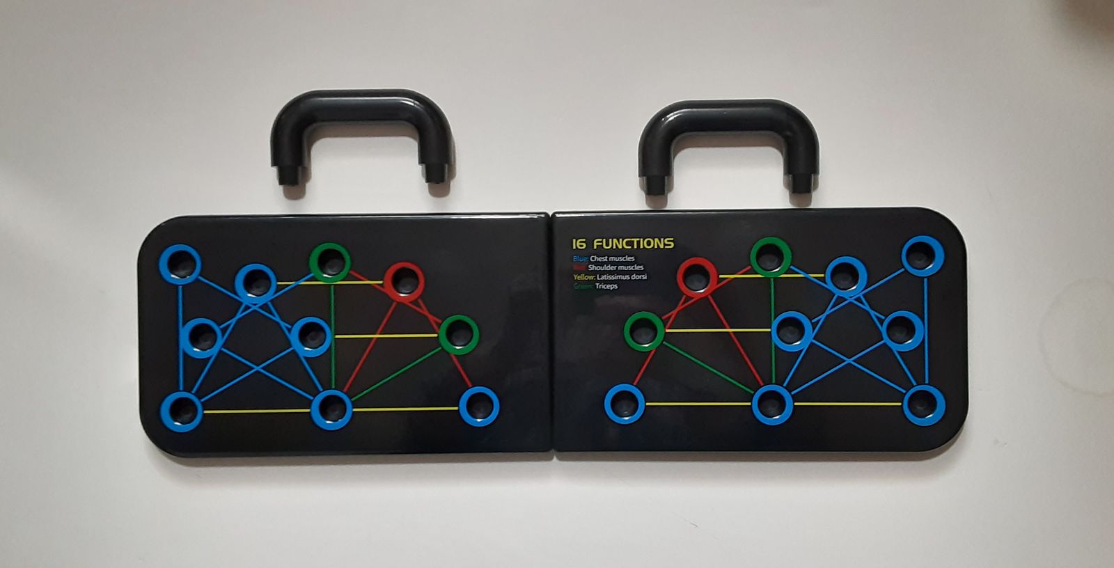 Portable 16-in-1 Push-Up Board with Color-Coordinated Push-Up Plan To Show Target Areas For Each Exercise - New