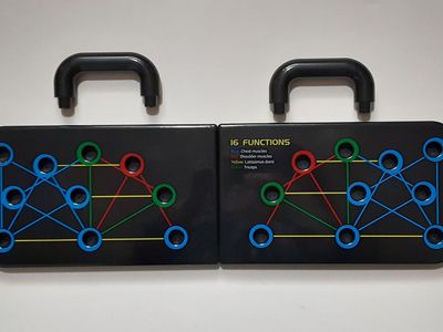 Portable 16-in-1 Push-Up Board with Color-Coordinated Push-Up Plan To Show Target Areas For Each Exercise - New