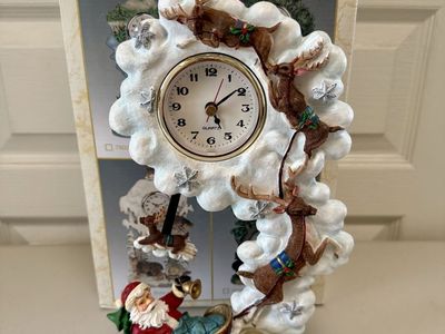 Vintage Cadona Clock Collection Christmas Santa Pendulum Clock Decor
