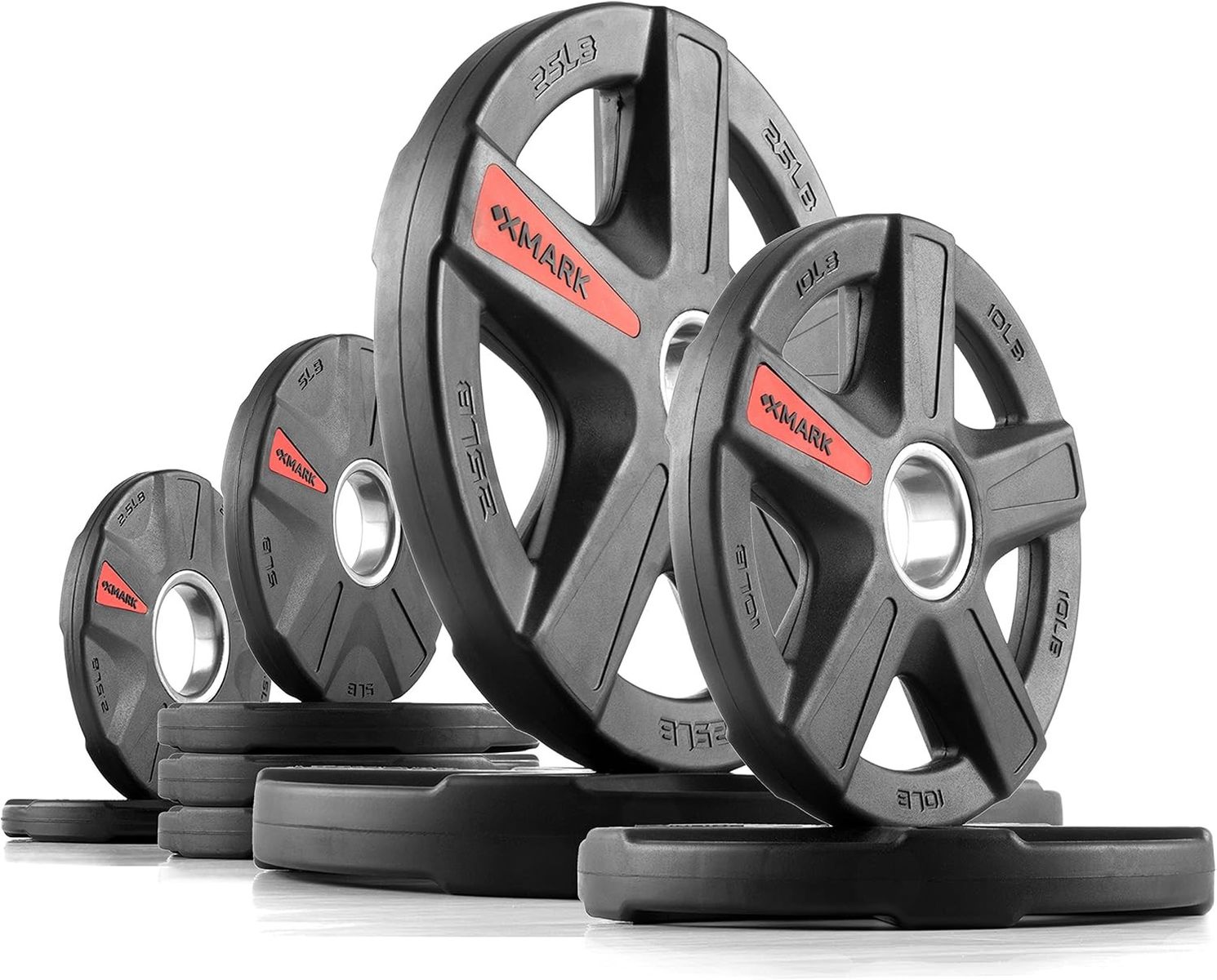 XMARK TEXAS STAR Olympic Weight Plates Set, Rubber Coated Barbell Weights