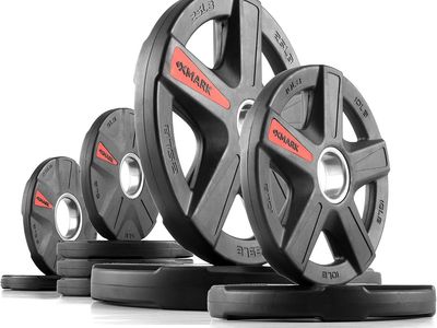 XMARK TEXAS STAR Olympic Weight Plates Set, Rubber Coated Barbell Weights