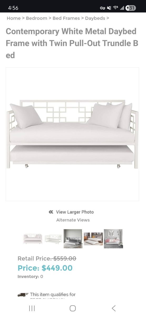 Daybed Frame with Twin Pull-Out Trundle Bed