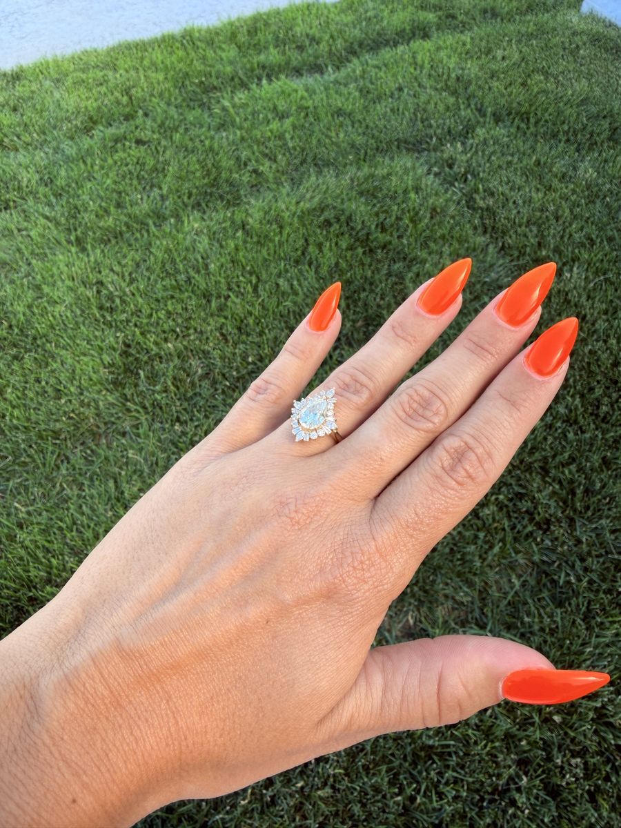 Custom 14K Yellow Gold Pear Moissanite Engagement Ring