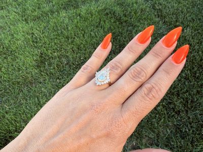 Custom 14K Yellow Gold Pear Moissanite Engagement Ring