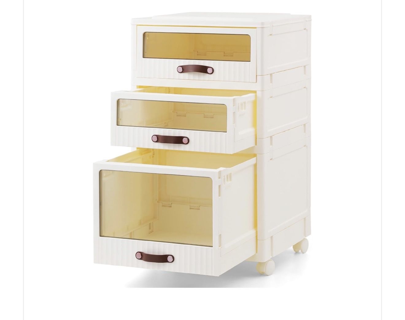 TOPSKY 3-Drawer Collapsible Plastic File Cabinet with Wheels - TS500091