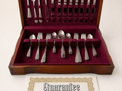 52-Piece WM Rogers Jubilee Silverplate Flatware Set — Service for 8, Original Wood Chest & Certificate