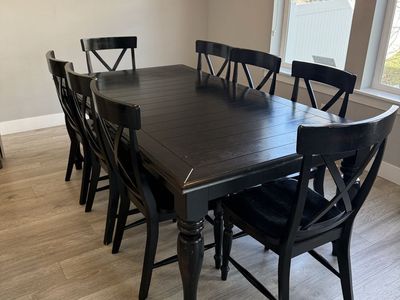 Kitchen Dining Table 8 Chairs Black OBO