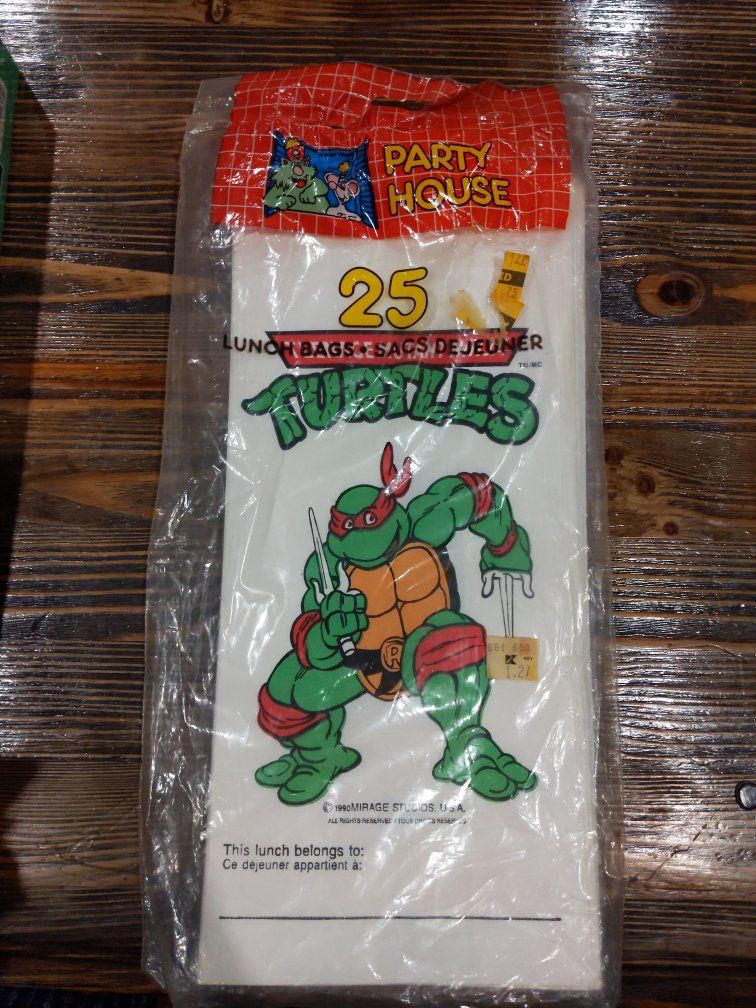Vintage 1990 Teenage Mutant Ninja Turtles 12-Count Lunch Bags - Party House Raphael