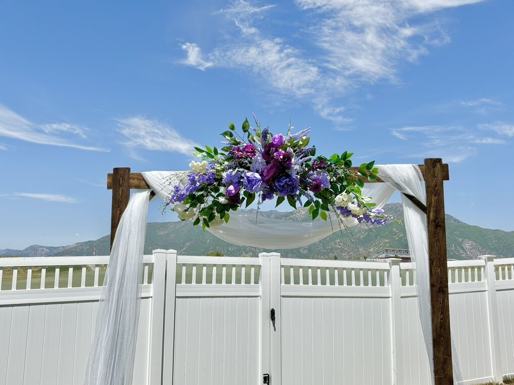 Purple arch/ Ackdrop Flowers