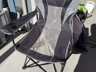 Ozark Trail Oversized Quad Camping Chair with Cup Holder & Mesh Back - Black/Gray Portable