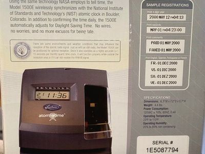 Lathem Model 1500E Atomic Time Clock & Document Stamp - New in Box with Key.