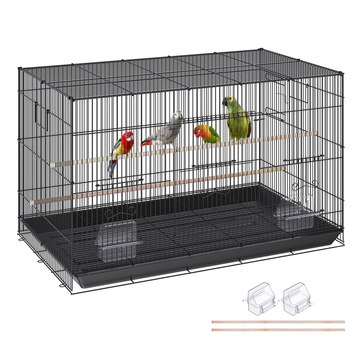 VEVOR 30 Inch Flight Bird Cage, Stackable Bird Cage Parakeet Cage with Slide-Out Tray and Handle, Small Parrots Birdcage 