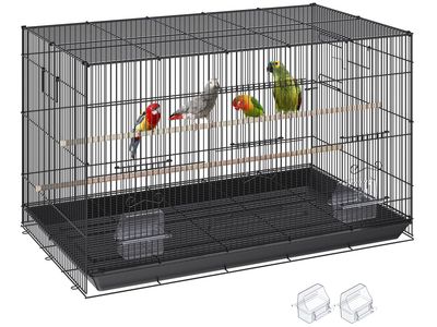VEVOR 30 Inch Flight Bird Cage, Stackable Bird Cage Parakeet Cage with Slide-Out Tray and Handle, Small Parrots Birdcage