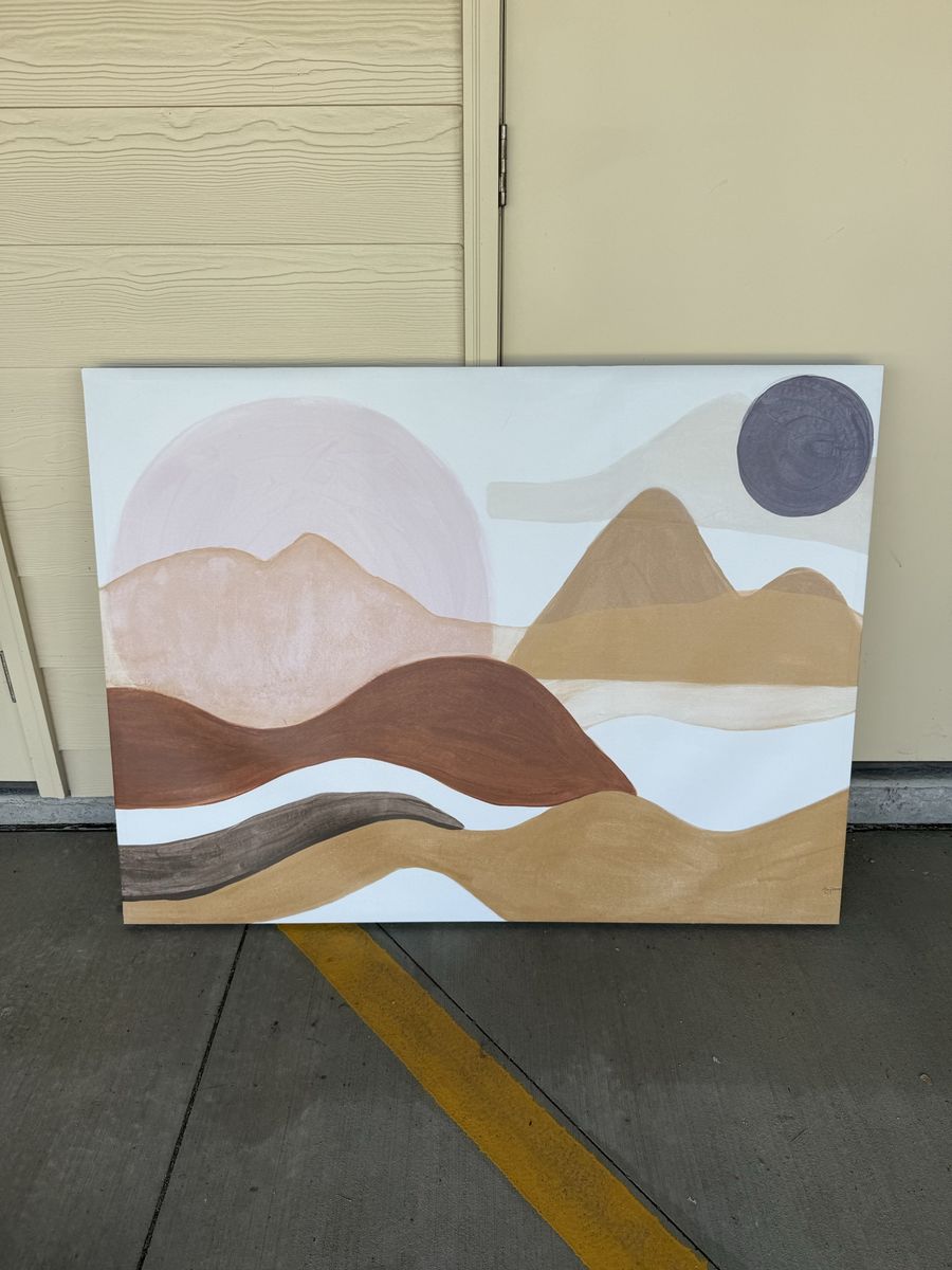 Large WORLD MARKET Abstract Landscape Canvas Art - Earth Tones, Large 4ft x 2.5ft Wall Decor