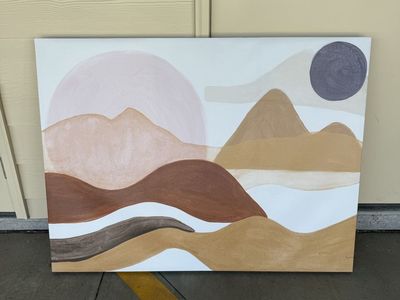 Large WORLD MARKET Abstract Landscape Canvas Art - Earth Tones, Large 4ft x 2.5ft Wall Decor