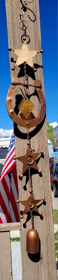Outdoor Metal Horseshoe & Stars Wind Chime Hanging