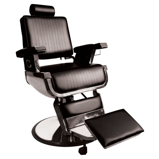 Classic Black Barber Chairs with Recline, Footrest, and Hydraulic Swivel Base