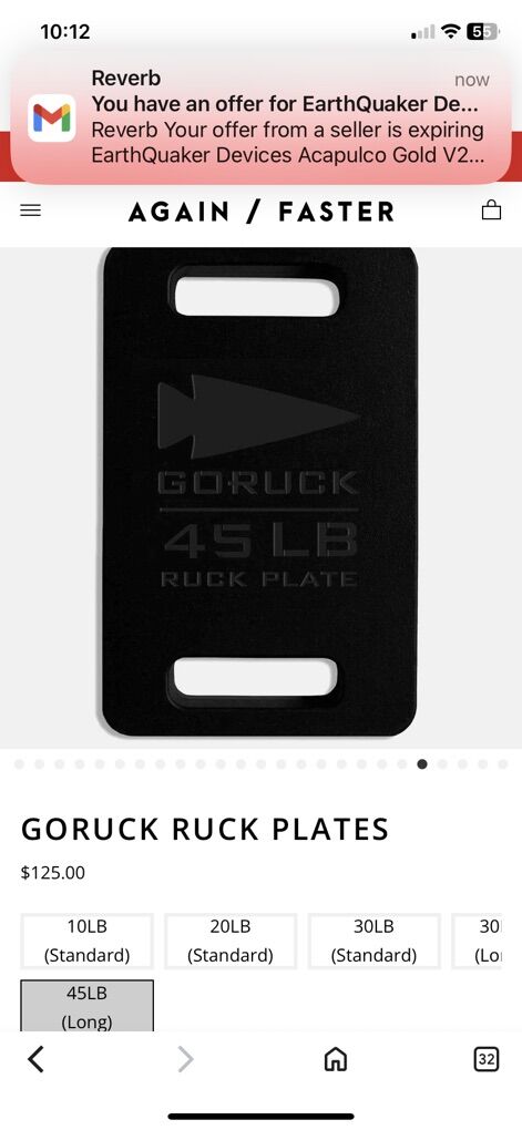 RUCK PLATE 45#. GORUCK WEIGHTS ruck Vest Plates