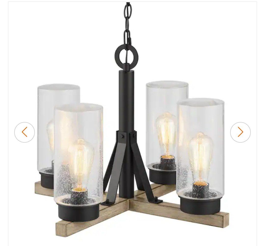 Hampton Bay Woodsboro 4-Light Exterior Chandelier – New!