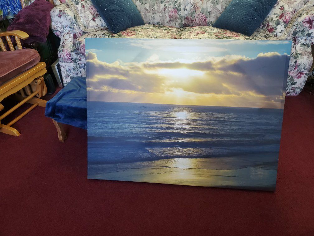 Ocean Sunset Canvas Wall Art - Large 30" x 40" Seascape Print