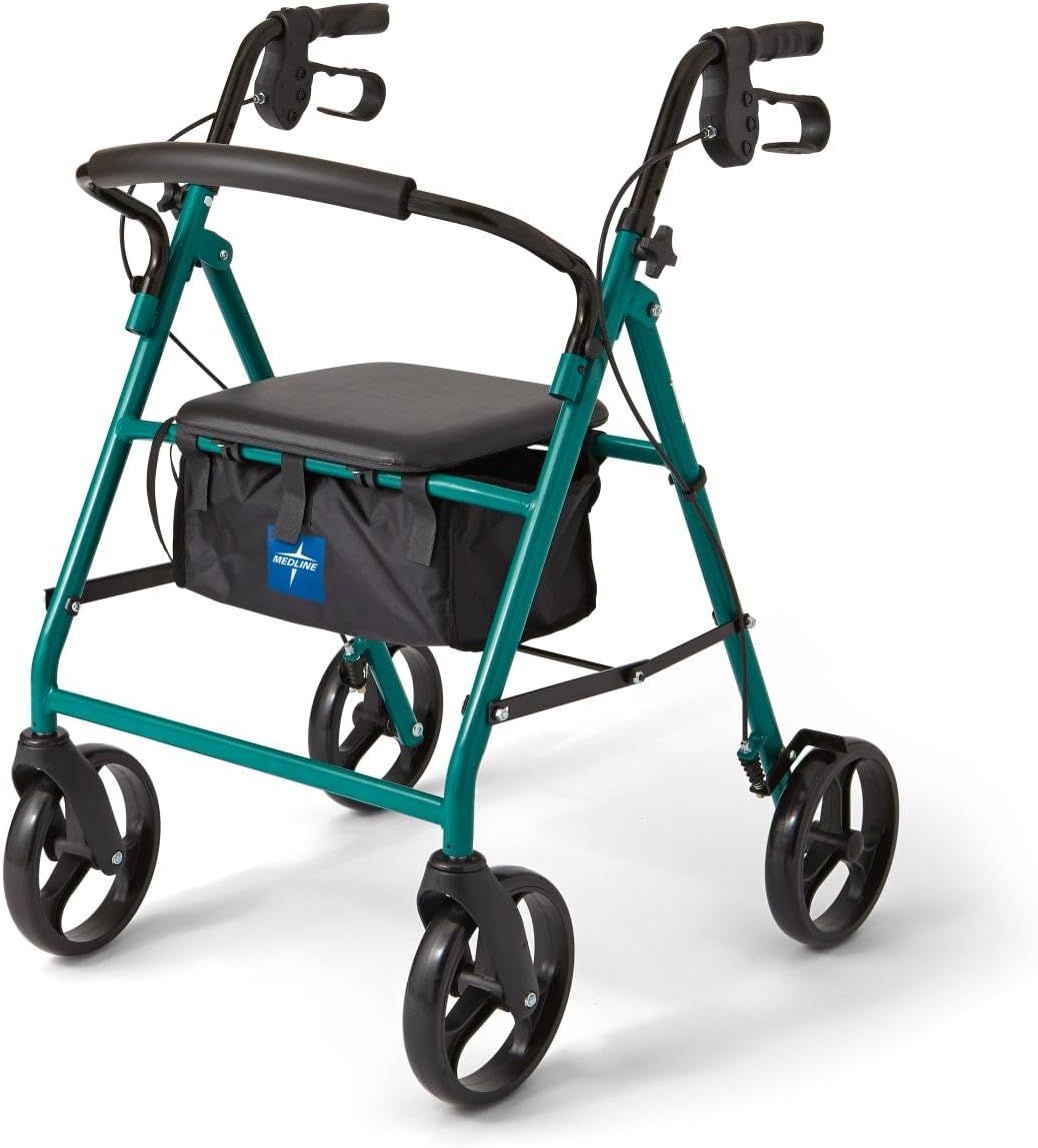 Medline standard steel folding rollator walker with 8" wheels 