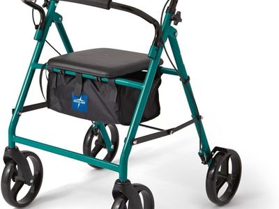Medline standard steel folding rollator walker with 8" wheels