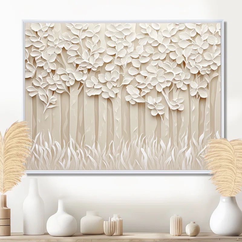 Beige Woods Forest Landscape I - Forest Landscape Wall Art Living Room