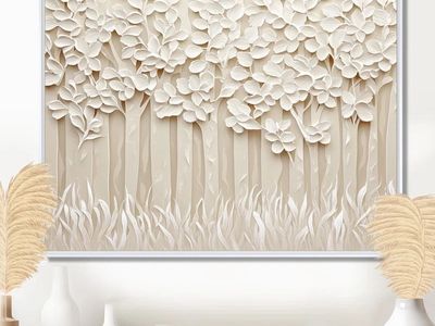 Beige Woods Forest Landscape I - Forest Landscape Wall Art Living Room