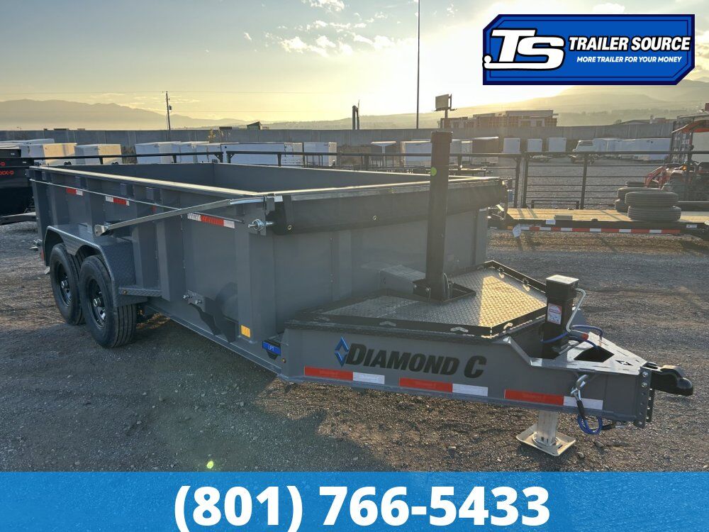 7x14 Diamond C LPT 207 Dump Trailer - 32" Sides - 15.5K GVWR - 14 Ply Tires, Long Arm Tarp