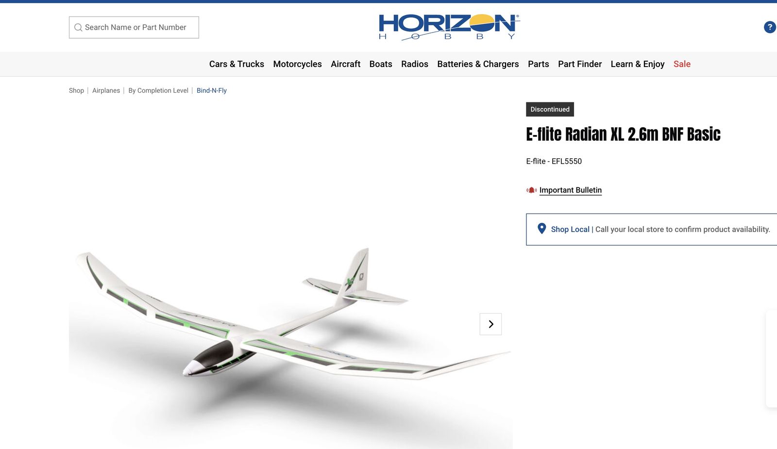 ISO Horizon Hobby E-Flight Radian XL