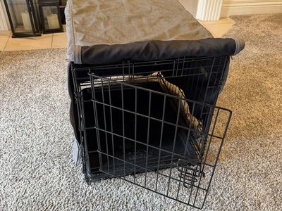 Crate and cover for small dog or puppy