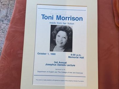 Signed Toni Morrison Event Poster - 1990 Josephus Daniels Lecture, Custom Framed