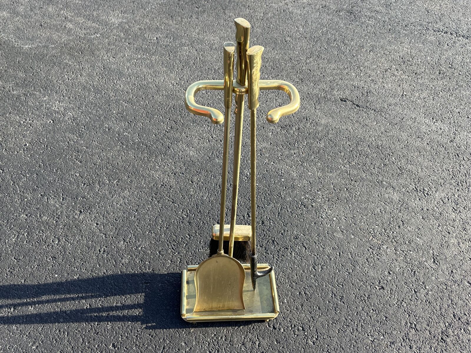 Fantastic Vintage Mid Century Modern 1960’s Solid Brass Chimney Fireplace Toolset tools irons