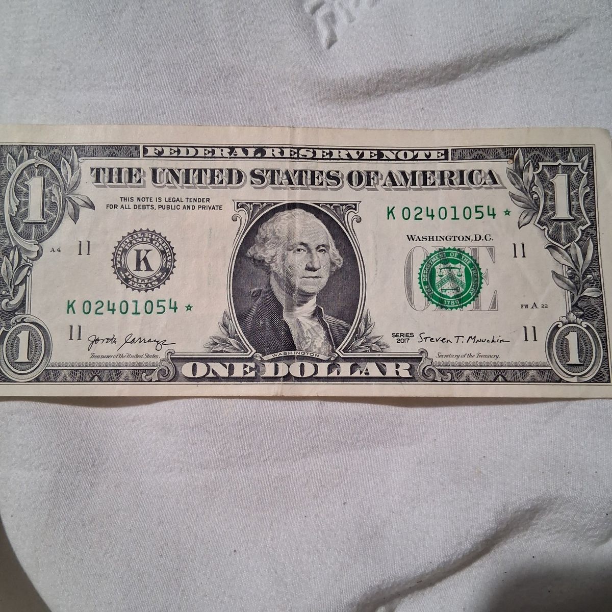 Series 2017 $1 Dollar Star Note Federal Reserve Note Circulated