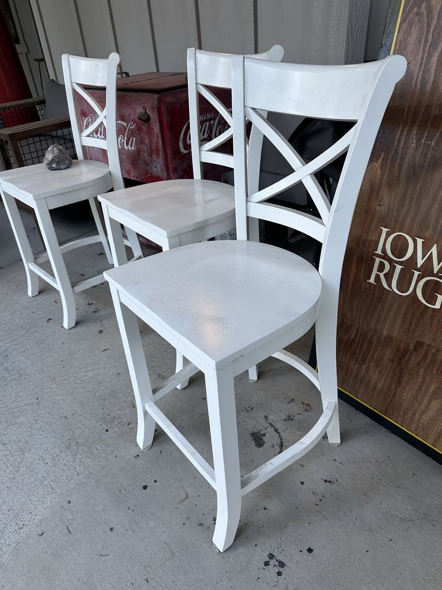 3 Crate and Barrel White Vintner Stools
