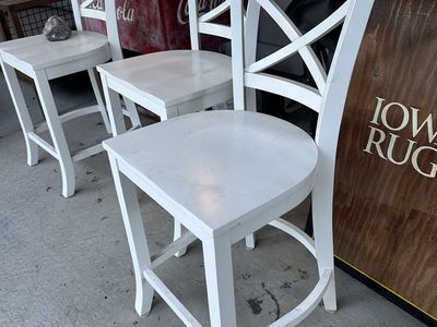 3 Crate and Barrel White Vintner Stools