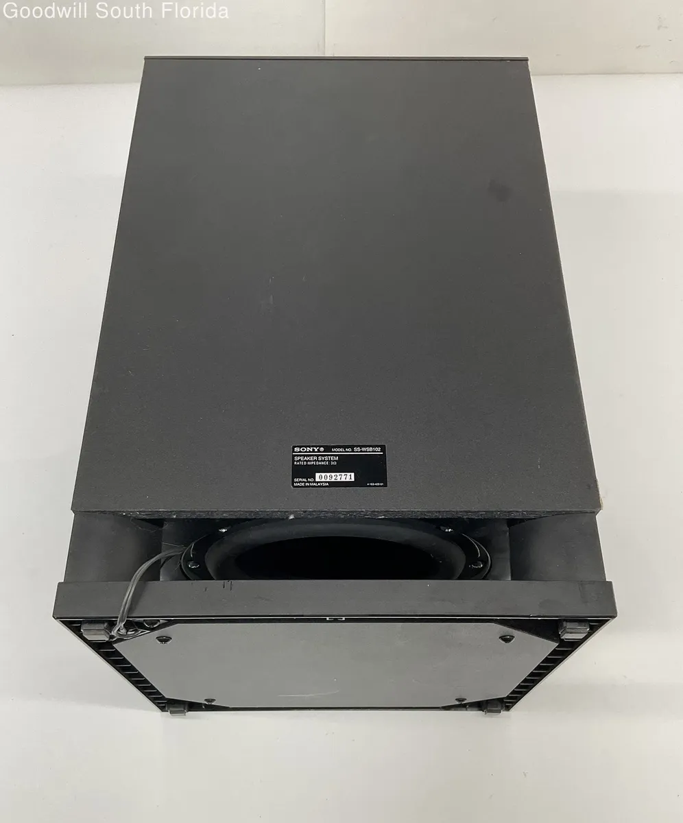 SONY SS WSB-102 Subwoofer Speaker, black enclosure: 16" high X 10.5" X 10.5"