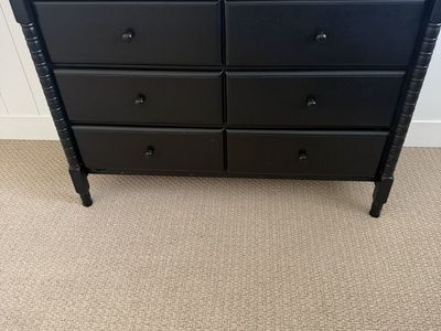 Black Spindle 6 Drawer Double dresser