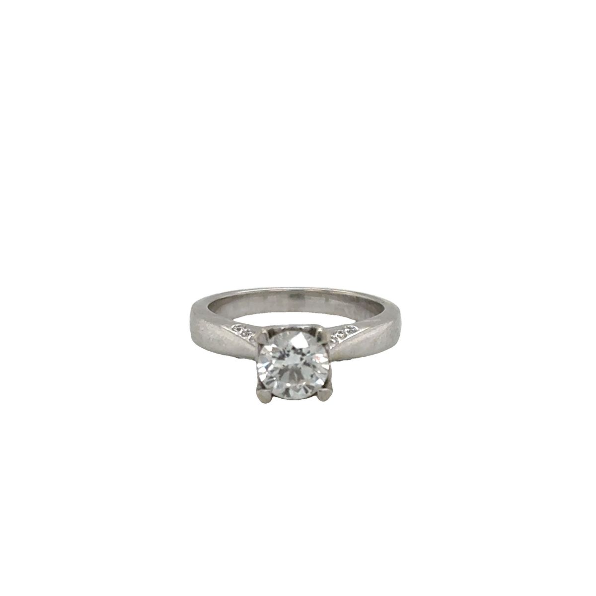 Elegant Solitaire Ring with Side Accents - Diamond-like Gemstone - Size 5 & a quarter- white gold