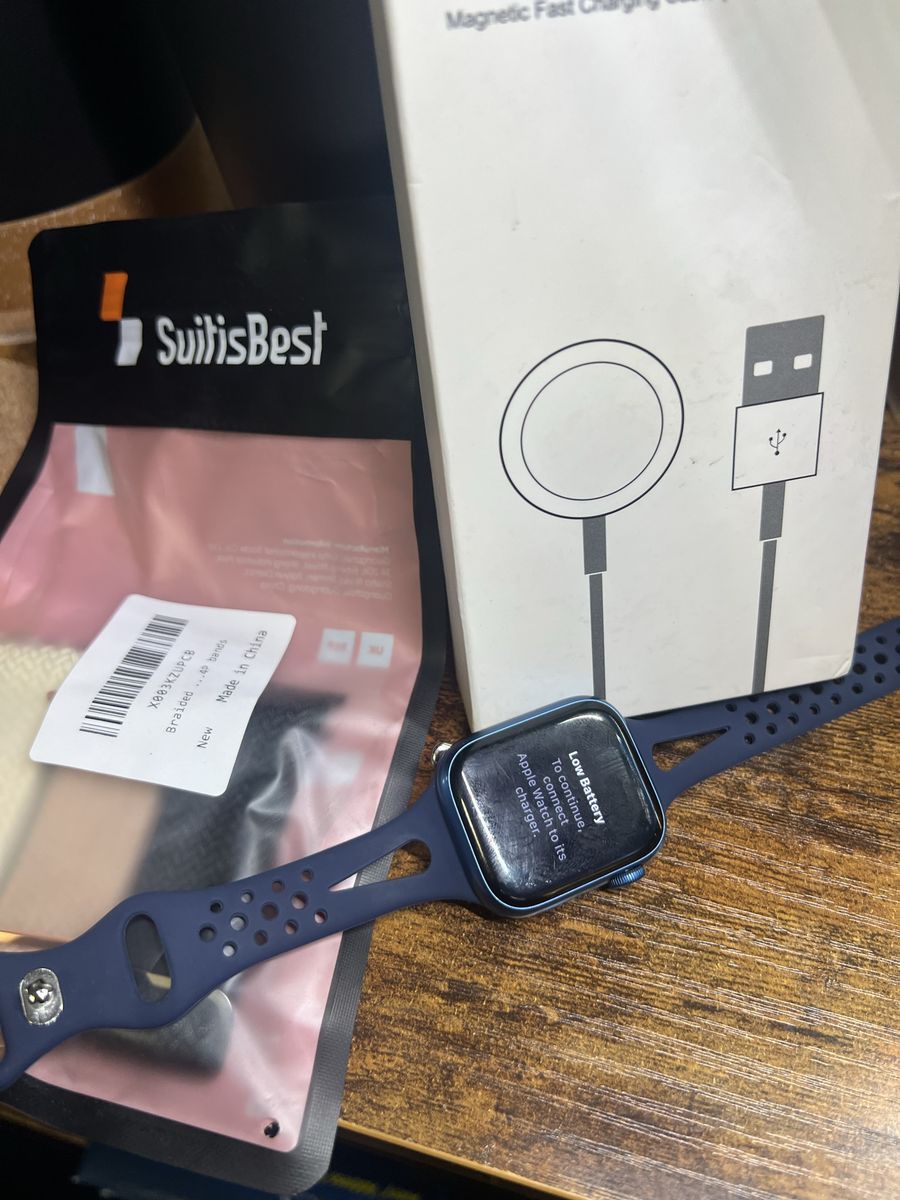 Blue Aluminum Apple Watch Series 7 41mm with Bands and Charger