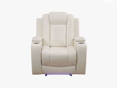 Wrought Studio 37" Breathing Leather Power Recliner Chair with Cup Holders and LED Lighting