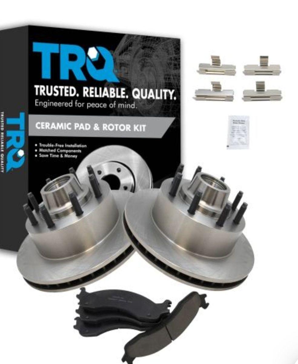 2002 Ford E350 Super Duty Front with Single Rear Wheels (SRW) Ceramic Brake Pad & Rotor Kit