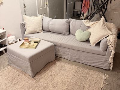 IKEA Couch - Rollaway Bed Sofa - Storage Foot Rest - Gray
