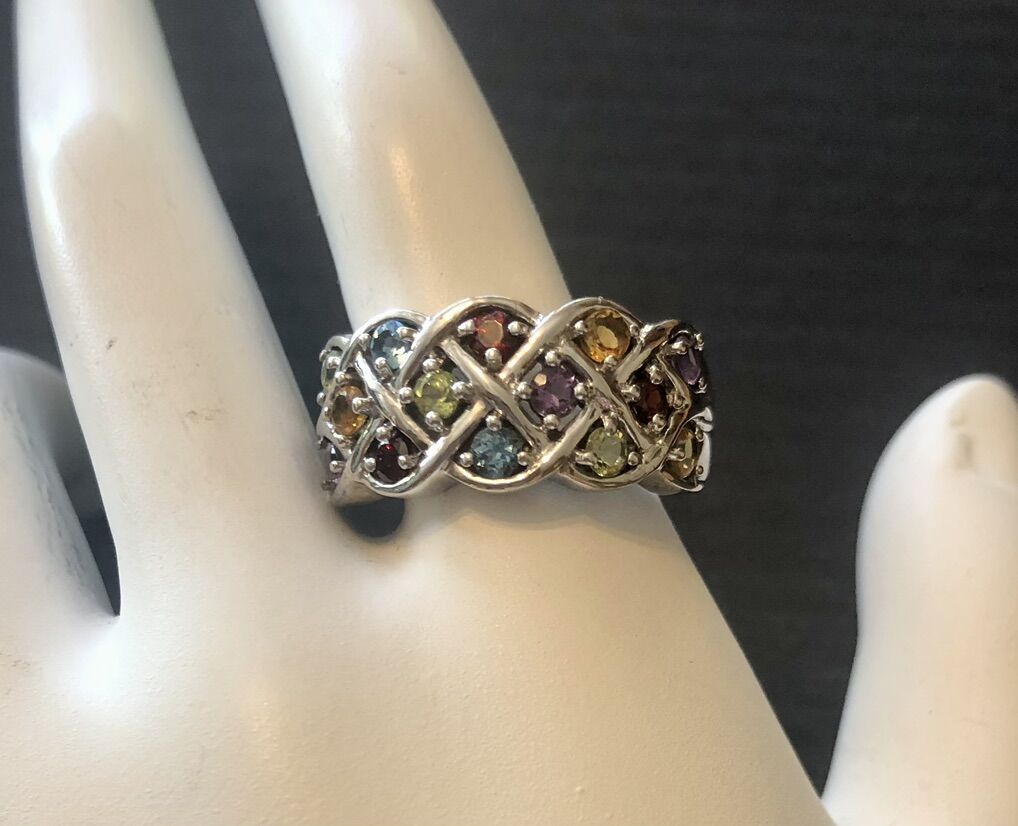 Sterling Silver Multi-gem Ring