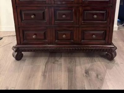 Dark Wood 9 Drawer Dresser / Accent Cabinet