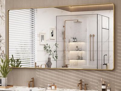 Brand New - 60x30 in, Gold Framed Bathroom Mirror