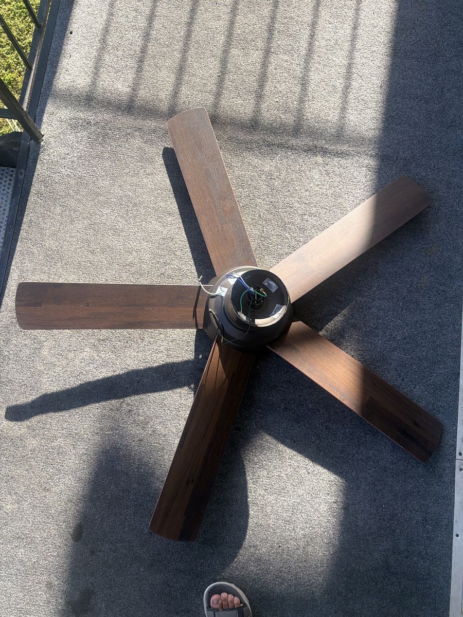 Dark Wood 5-Blade Ceiling Fan with Integrated Light Kit