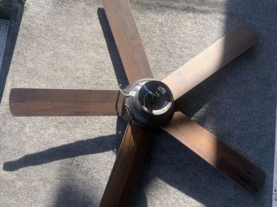 Dark Wood 5-Blade Ceiling Fan with Integrated Light Kit